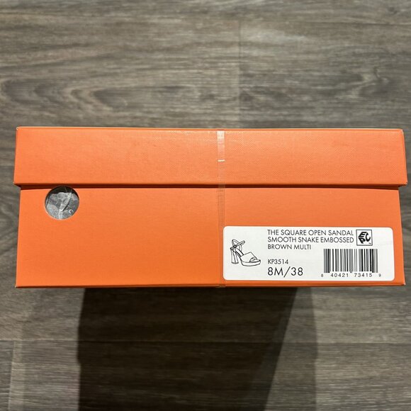 Katy Perry Size 8 38 Square Platform Sandals Snake Print Brown Tan Chunky Heels - Picture 3 of 14